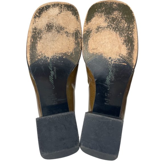 Vintage Mezlan Women's Tan Patent Leather Square Toe Heels Size 8.5M - Picture 8 of 9